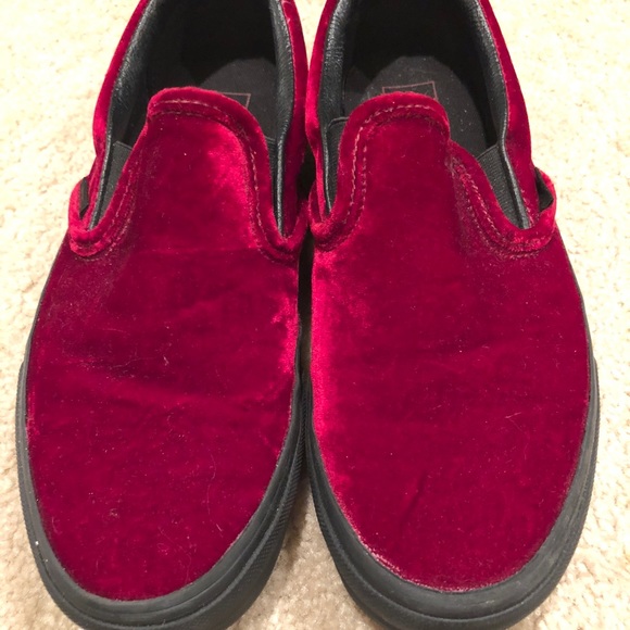 vans red velvet shoes